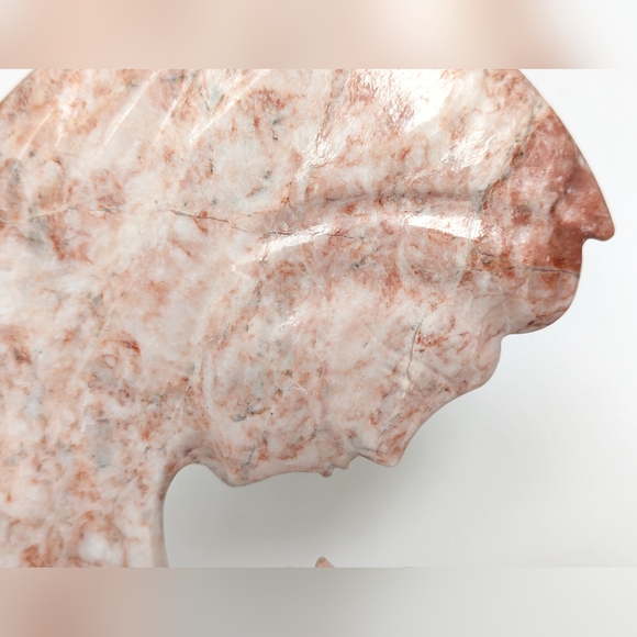 Vintage Carved Pink Marble Stone Mother & Child Statuette Boho Home Decor - Picture 5 of 10